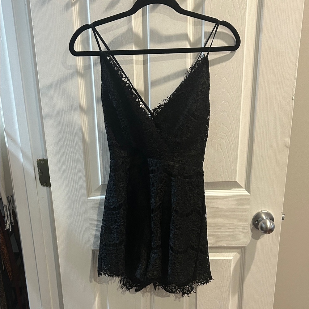 miami Black Lace Detail Romper